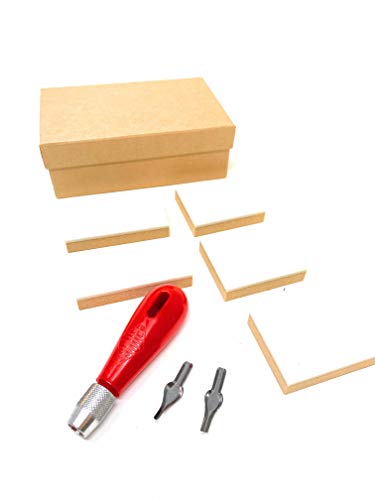 Essdee Block Printing Stamp Making Kit Includes 2 Lino Cutters Lino Handle 5 Wood Mounted Blocks Ink Pad and Leaflet Including Stamp Design Used in Art Craft and Carving Stamps Made from UK - Image 5