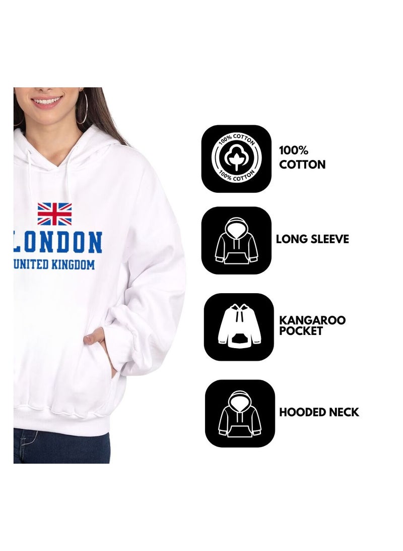 PRINTSHOP4ME UK Women's Hoodie-100% Cotton Fabric,Long Sleeve|Casual Wear For Travel,Sports&Daily Outfits|UK Printed Hoodies - Image 2