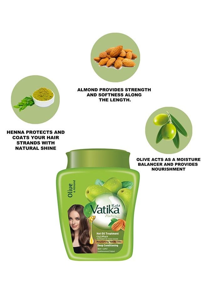Vatika Naturals Hammam Zaith Hot Oil Treatment| Olive & Almond|  For Intense Nourishment & Deep Conditioning - 500g