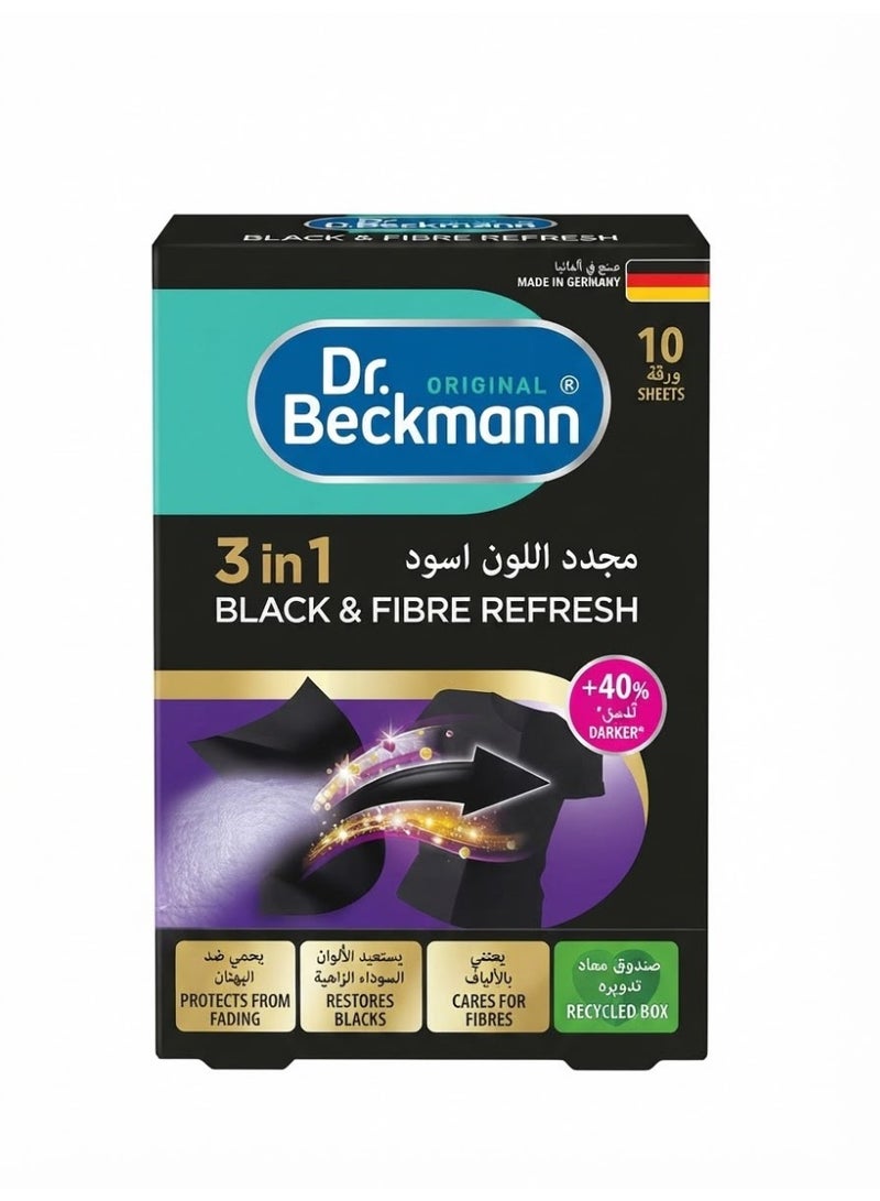 Dr. Beckmann Black & Fibre Refresh 3 In 1, Cares For Fibres, Restores Blacks, Protects From Fading, 10 Sheets - Image 1
