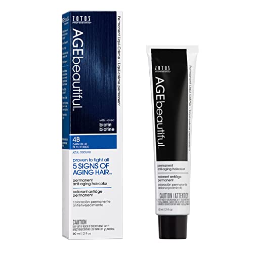 AGE beautiful Permanent Hair Color Dye Liqui Creme | 100% Gray Coverage | Anti-Aging Haircolor | Biotin for Thicker, Fuller Hair | Professional Salon Coloring | 4B Dark Blue - Image 1