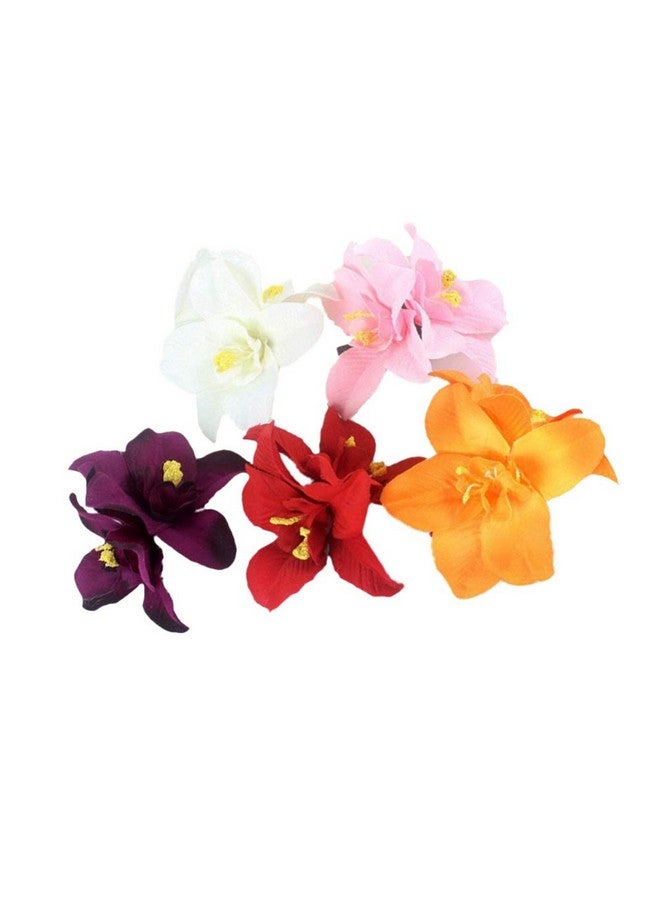 TENDYCOCO Artificial Flower Hair Clip Hawaiian Hibiscus Plumeria Hairpin Orchid Flower Headdress Bobby Pins Headwear For Woman Girl Lady 5Pcs (Random Color) - Image 1