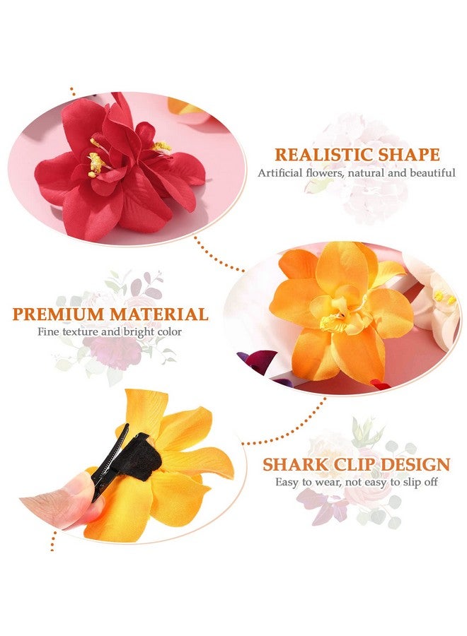 TENDYCOCO Artificial Flower Hair Clip Hawaiian Hibiscus Plumeria Hairpin Orchid Flower Headdress Bobby Pins Headwear For Woman Girl Lady 5Pcs (Random Color) - Image 5