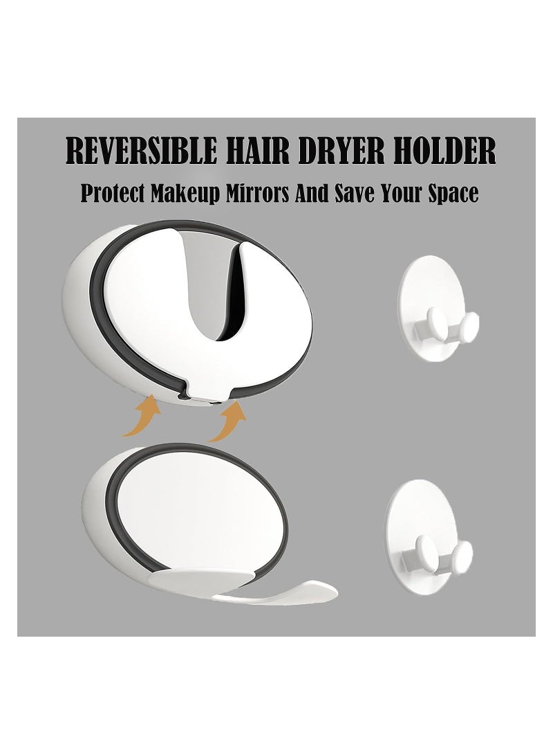 KASTWAVE Hair Dryer Holder with Mirror, Self Adhesive Hair Dryer Holder Wall Mounted, Foldable Hair Blow Dryer Rack, Hair Tool Organizer for Curling Iron Compatible with Most Hairdryers - Image 2