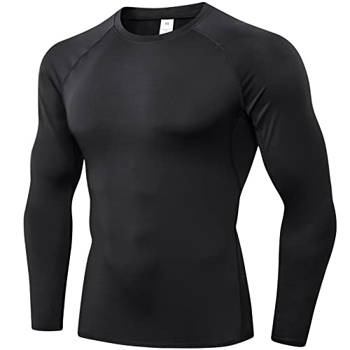 SPVISE Black Compression Shirts Long Sleeve Men Cool Dry Athletic Workout Running TShirts Tops Sports Baselayer Undershirts - Image 1