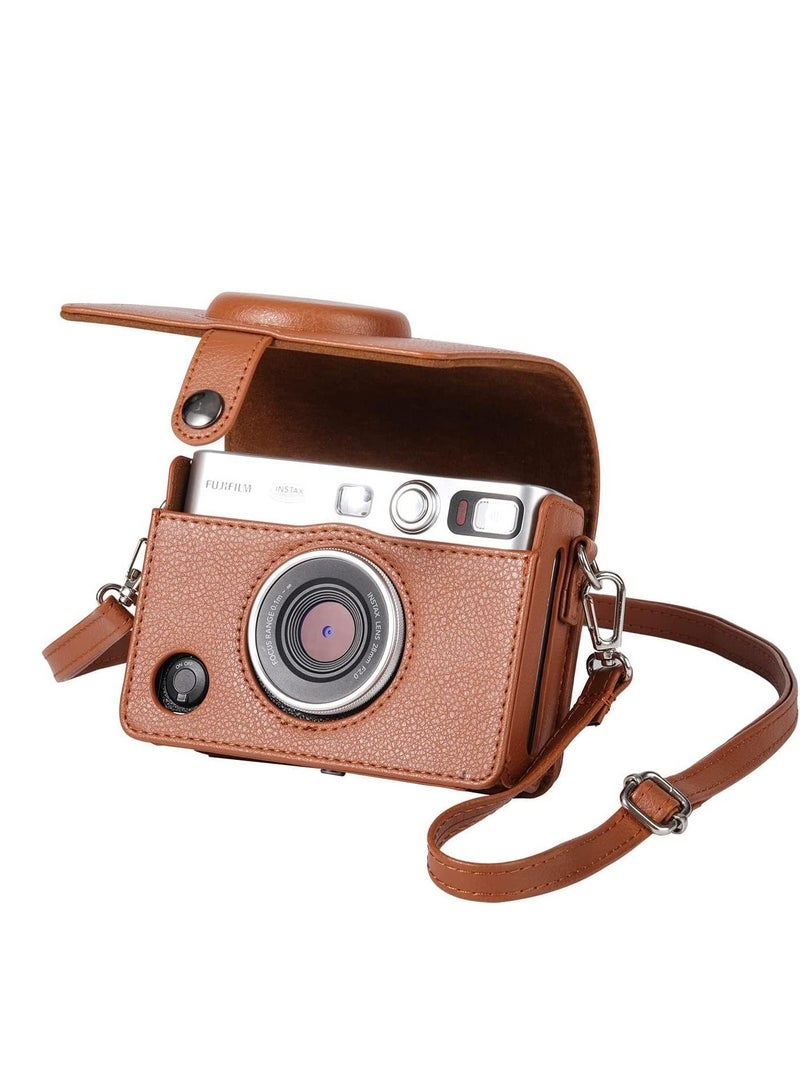 Polaroid Mini EVO Retro Leather Camera Storage Leather Case Digital Fit Protective Bag Crossbody Bag-Color:Brown Texture Style (opp Bag)  - Image 1