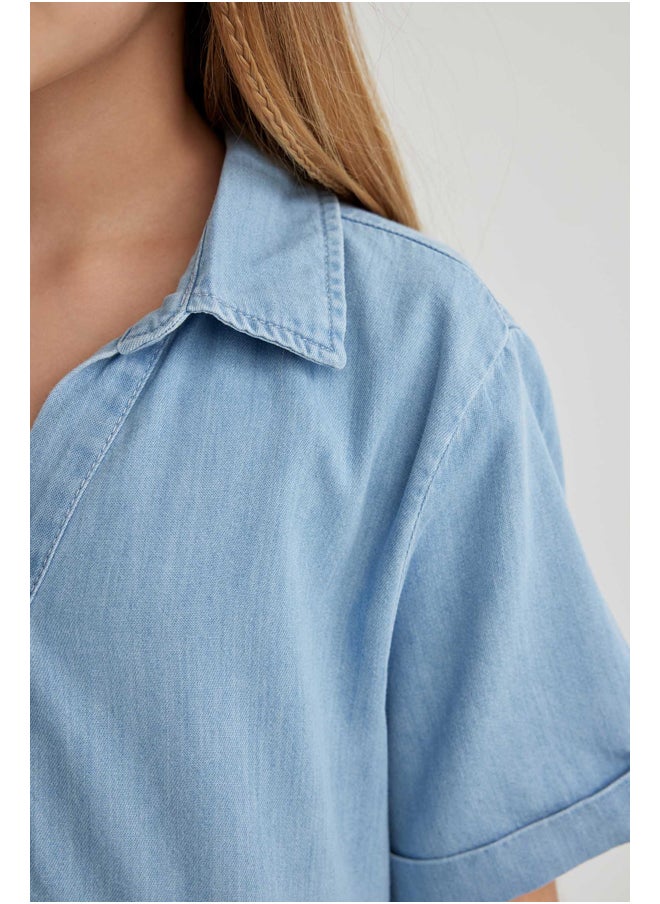 DeFacto - Girl Short Sleeve Denim Dress - Image 1