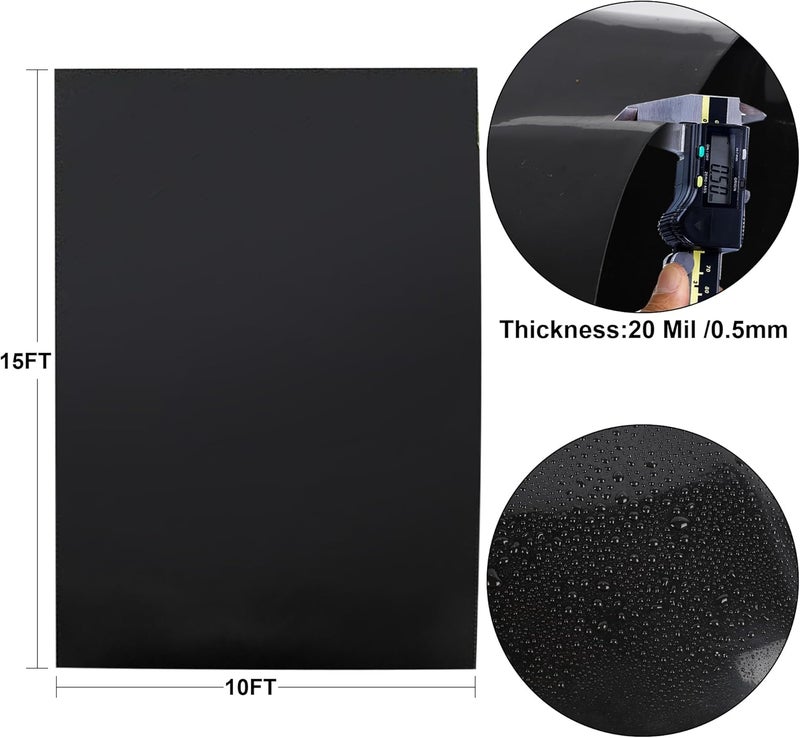 أدرويتيت بطانة بركة 10 × 15 قدم، بطانة HDPE لبركة الأسماك 20 مل، بطانة برك للبرك الخارجية، برك الكوي، نافورة الحديقة، شلال - Image 2
