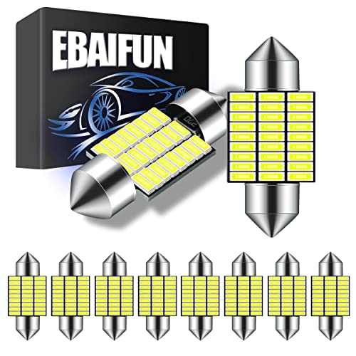 EBAIFUN 31mm DE3175 Led Bulb White 6000K 12V Super Bright Festoon Light 3175 DE3021 DE3022 Application for Car Interior Reading Map Dome Courtesy Door License Plate Light etc Pack of 10 - Image 1