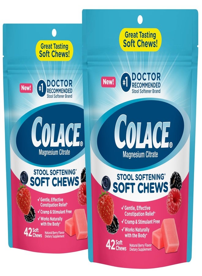 Colace Stool Softener Soft Chews, Gentle Constipation Relief, No.1 Doctor Recommended Stool Softener Brand, 42 Mixed Berry Chews (Pack of 2) - Image 1