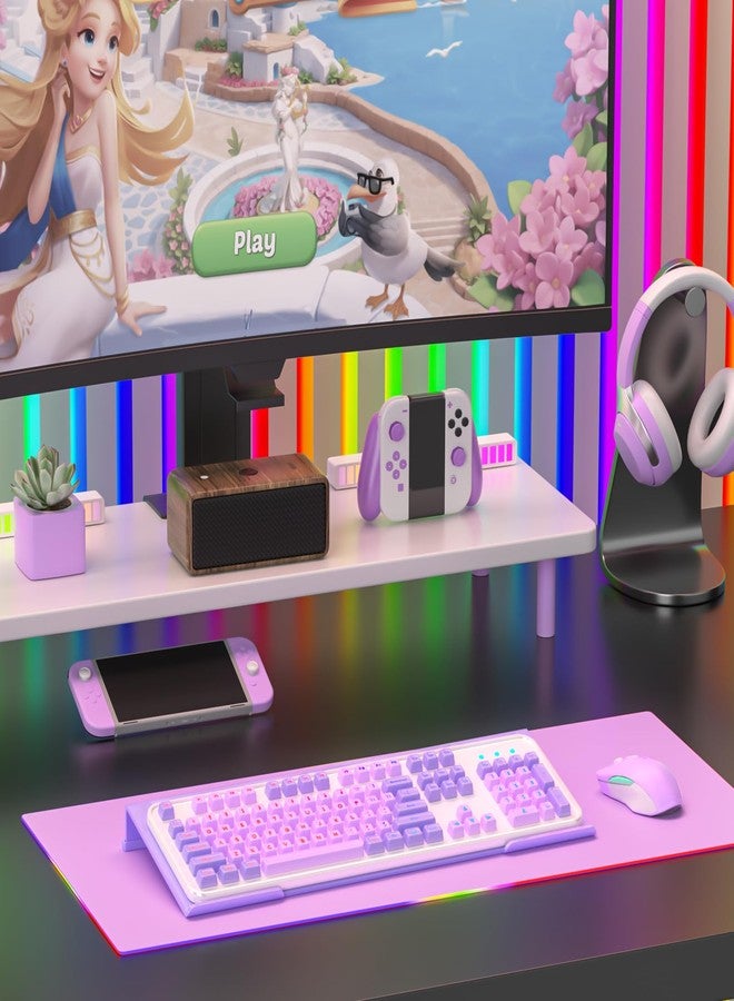 Rulyyo Ergonomic Computer Keyboard Stand - 17 Inch Purple Acrylic Keyboard Riser for Desk Tilted Keyboard Holder Tray with Non-Slip Strip for Home Office Easy Typing & Working - Image 4