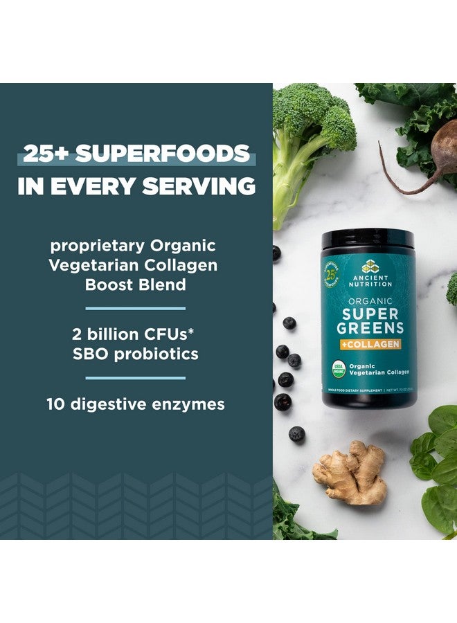 Ancient Nutrition Supergreens Powder, Organic Superfood Powder with Collagen, Made from Real Fruits, Vegetables and Herbs, for Digestive and Energy Support, 25 Servings, 7.5oz - Image 3