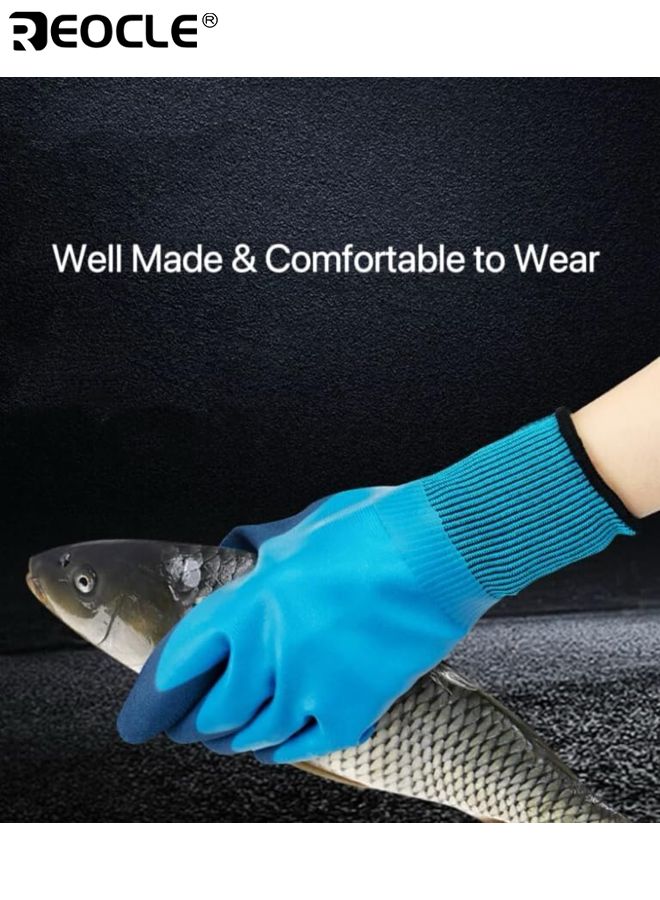ريوكل 2 أزواج قفازات الصيد مقاومة للماء المضادة للانزلاق الصيد قفازات السمك ثقب واقية من قفازات الصيد على الجليد للتعامل مع الصيد والتنظيف والصيد والصيد وإكسسوارات الصيد للنساء والرجال - Image 3