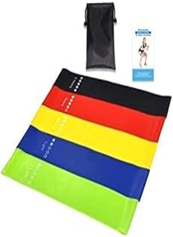 SportQ 5 Level Resistant Latex Straps with Rubber Rings for Exercise and Strength Increase in the Gym, Yoga Exercise and Pull-Out