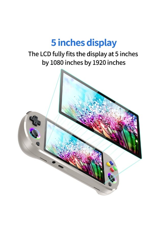 M22PRO 5-Inch Ultra HD 3D Arcade Console with RGB Racing Rainbow Light Effects, 64GB Memory, Supports PS1 Games & Gamepad（Grey） - Image 2