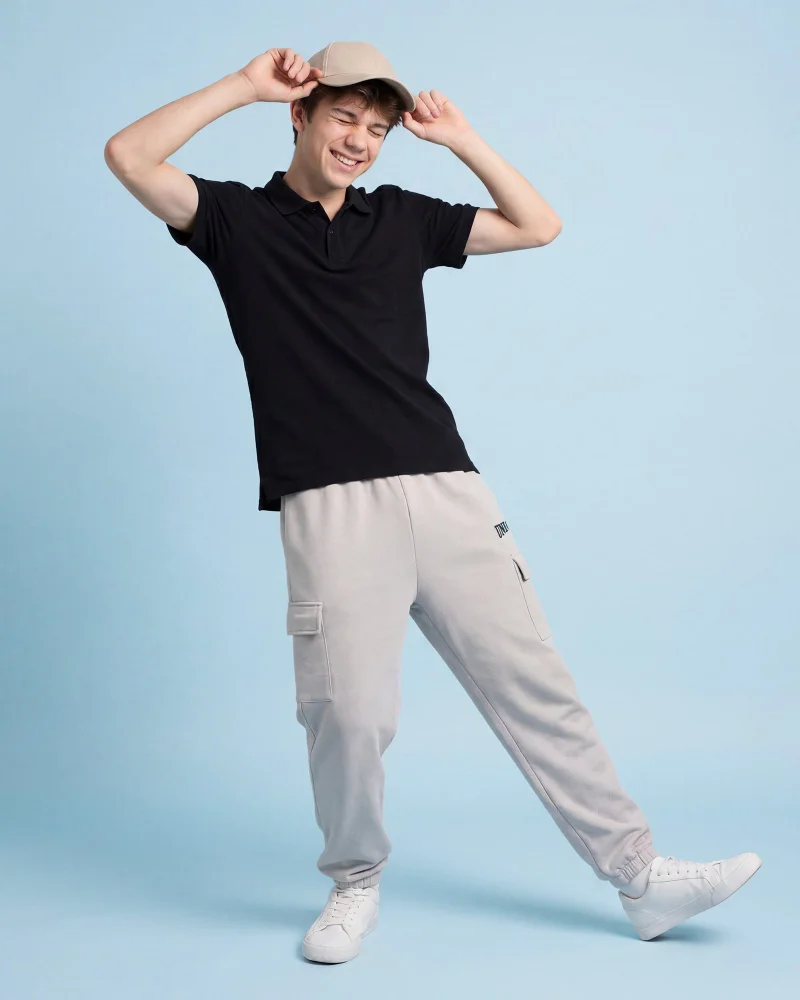 REDTAG Senior Boys Grey Melange Cargo Active Pants