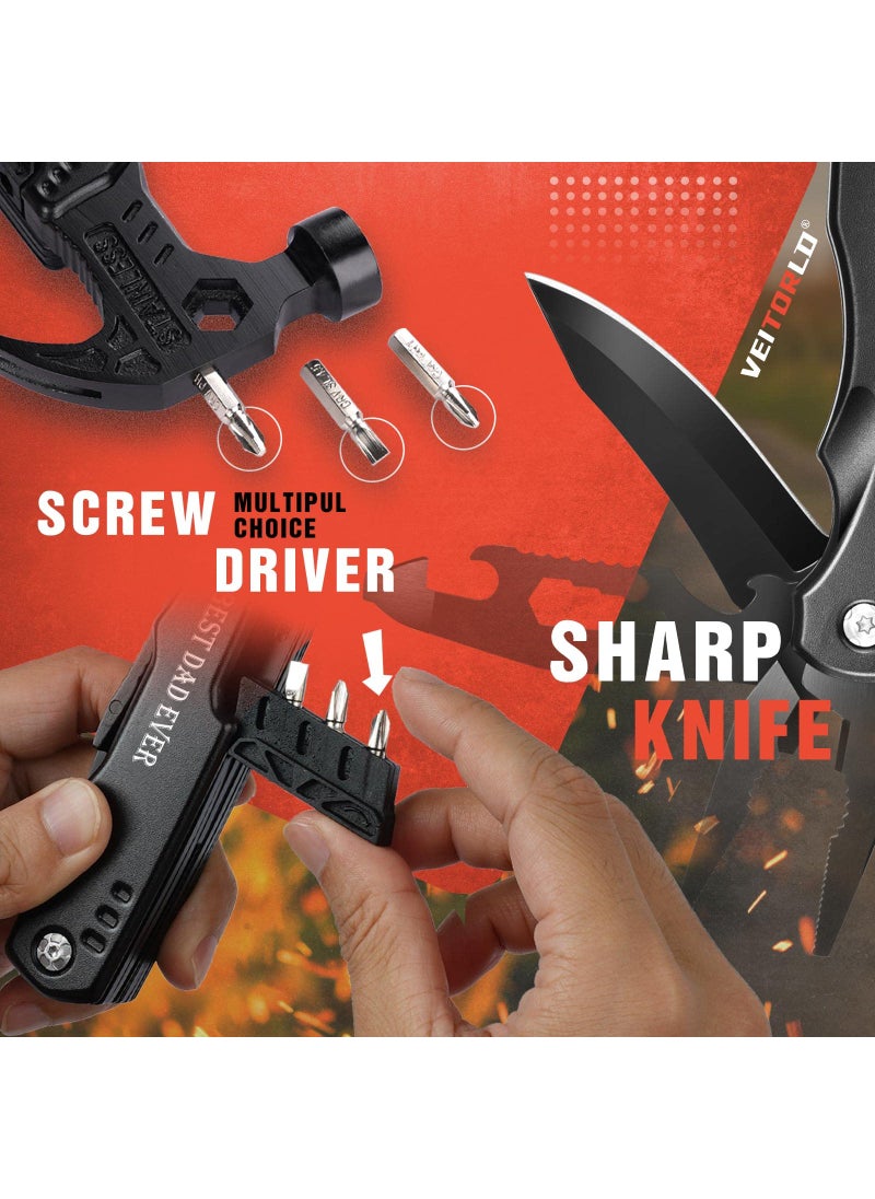 VEITORLD VEITORLD Gifts for Dad Men, Cool Dad Birthday Gifts Ideas for Men Grandpa Papa from Daughter Wife Son, BEST DAD EVER Gift, All in One Survival Tools Hammer Multitool, Camping Hunting Hiking Presents  - Image 4