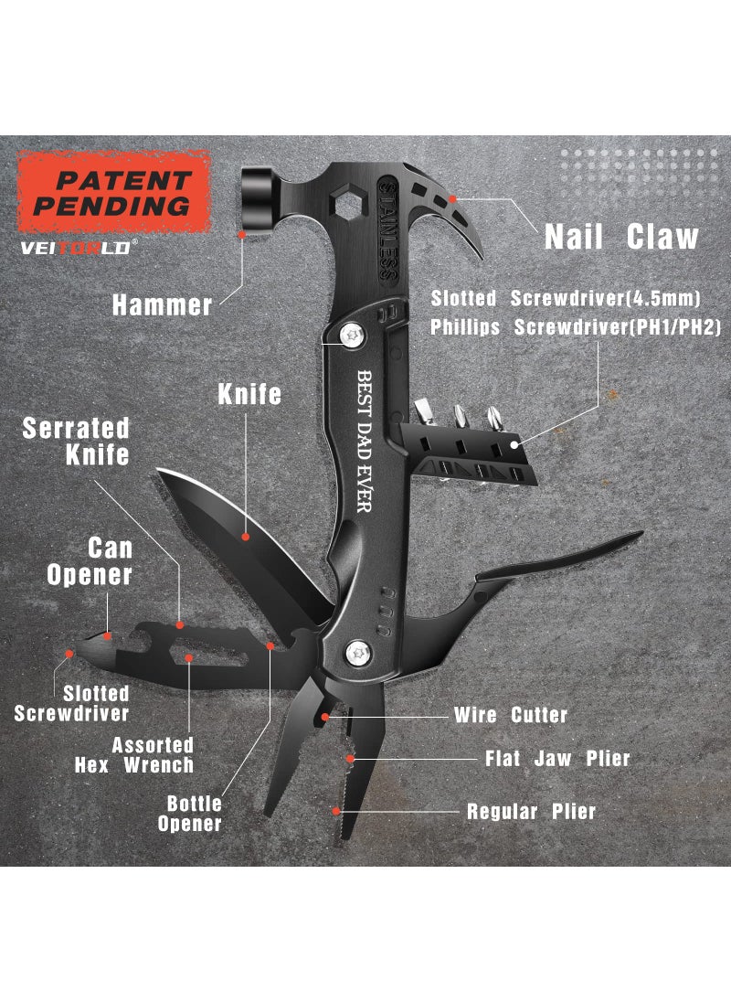 VEITORLD VEITORLD Gifts for Dad Men, Cool Dad Birthday Gifts Ideas for Men Grandpa Papa from Daughter Wife Son, BEST DAD EVER Gift, All in One Survival Tools Hammer Multitool, Camping Hunting Hiking Presents  - Image 3