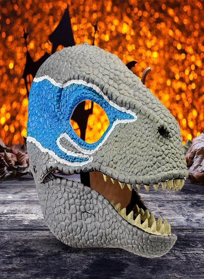 PALAY® Mattel Dominion Velociraptor Blue Dinosaur Mask, Halloween Movie-inspired Role Play with Opening Jaw, Realistic Design Cosplay mask Party Favor Role Play Game Prep Children's Gift - Image 4