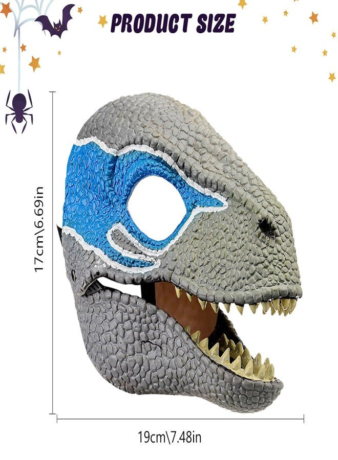 PALAY® Mattel Dominion Velociraptor Blue Dinosaur Mask, Halloween Movie-inspired Role Play with Opening Jaw, Realistic Design Cosplay mask Party Favor Role Play Game Prep Children's Gift - Image 2