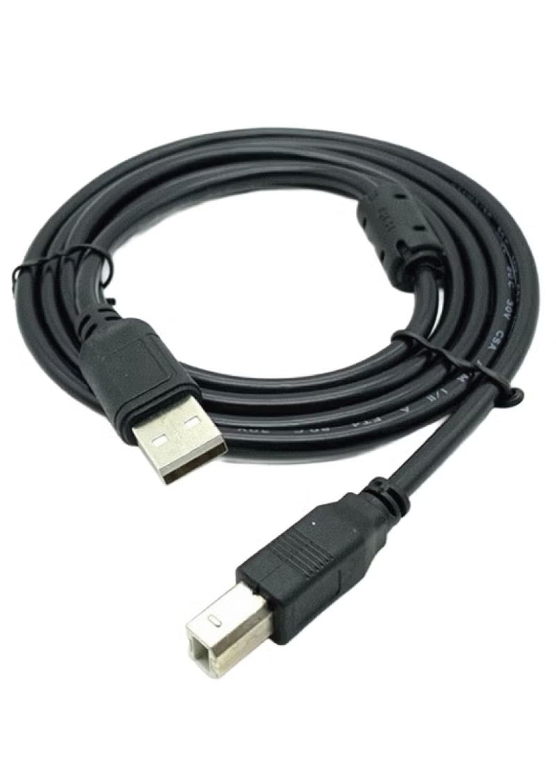 فوجيشكا كابل طابعة USB 2.0 من نوع A ذكر إلى B ذكر بطول 1.5 متر، كابل عالي السرعة ماسح ضوئي متوافق مع HP / كانون / براذر / سامسونج / ديل / إبسون / ليكسمارك / زيروكس / بيانو / داك - أسود - Image 2
