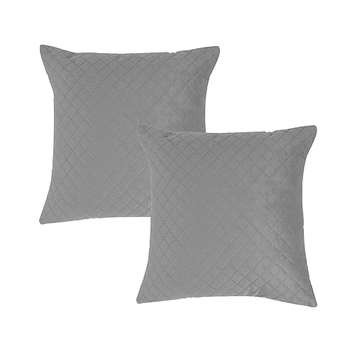 HOKIPO Quilted Velvet Cushion Cover 40x40 cm (16x16 inch), Pack of 2, Sangria Red (IN-701-16IN*2) - Image 1