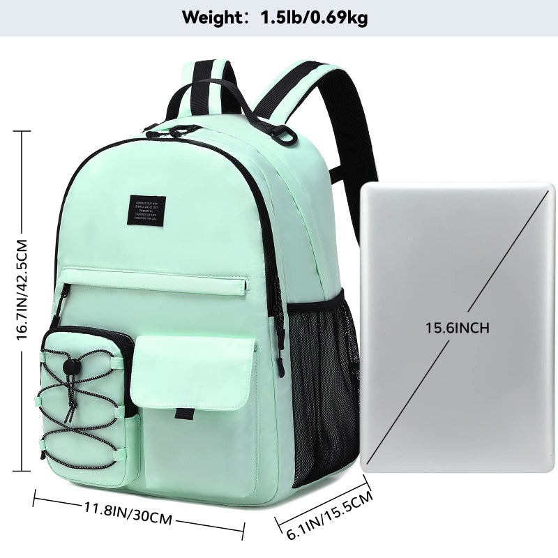 Lohol Casual Backpack for Teen Boys Girls, Stylish Daypack with Anti Theft Pocket for School, Work, or Travel (Light Green) - Image 2