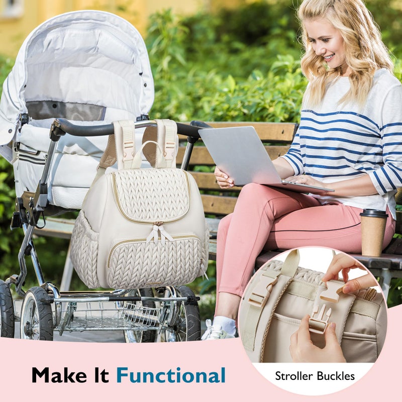 mommore Diaper Bag Small Diaper Backpack Stylish Toddler Baby Mini Maternity Bags Travel Backpacks with Insulated Pockets, Changing Pad, Stroller Straps - Image 2
