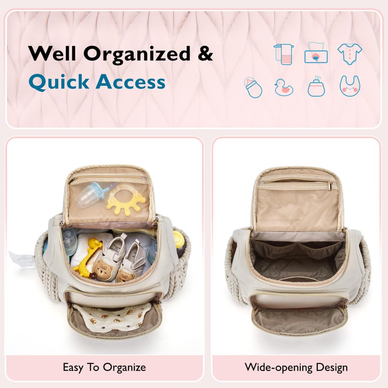 mommore Diaper Bag Small Diaper Backpack Stylish Toddler Baby Mini Maternity Bags Travel Backpacks with Insulated Pockets, Changing Pad, Stroller Straps - Image 3