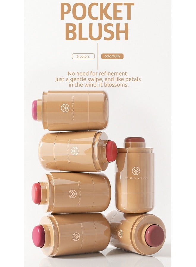 YOUNG VISION Pocket Blush, Long Lasting Smooth Lipstick Blush Stick, Matte Highly Chroma Blusher Paste, Waterproof Blusher Cream - #01 - Image 4