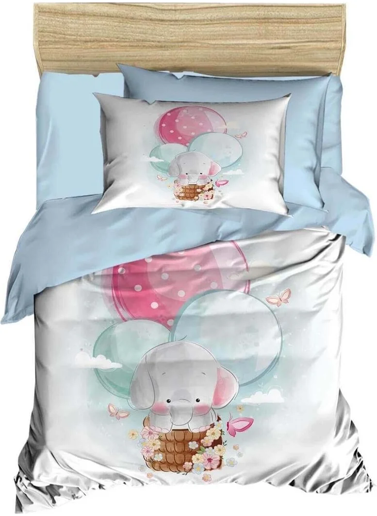Mira Home Digital Printed 3D Cotton Newborn Baby Bedding Set Elephant Baloon Blue