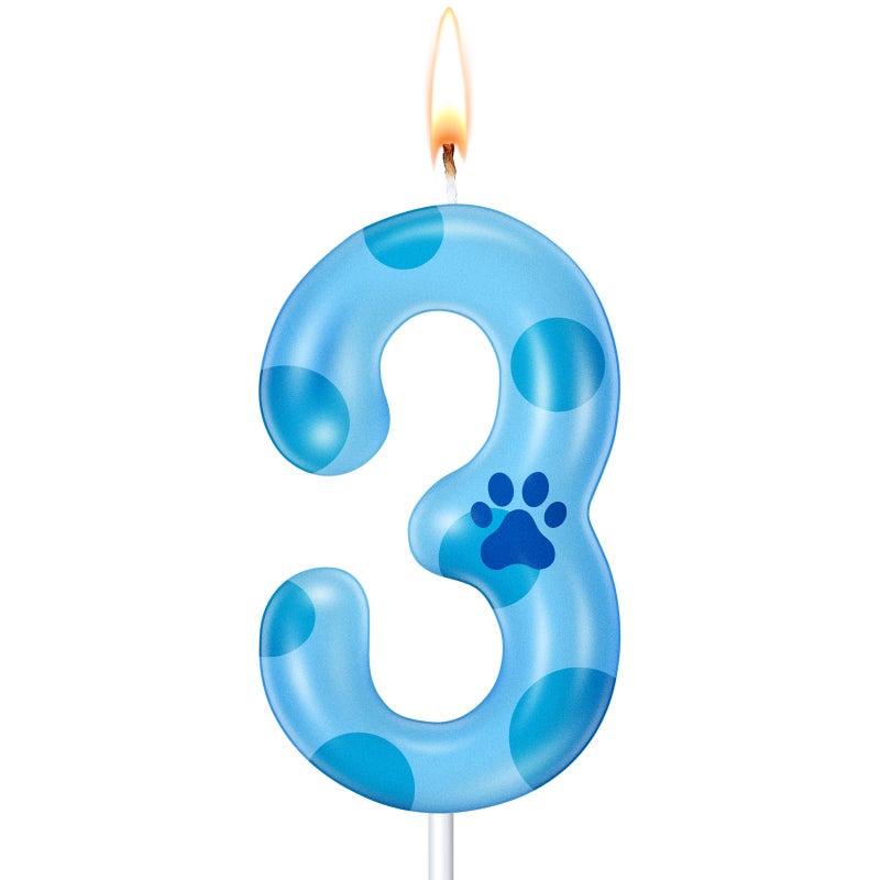 MTLEE Light Blues Dog Paw Candles Birthday Cake Decorations Cake Cupcake Topper for Boy and Girl Birthday Decoration (3) - Image 1