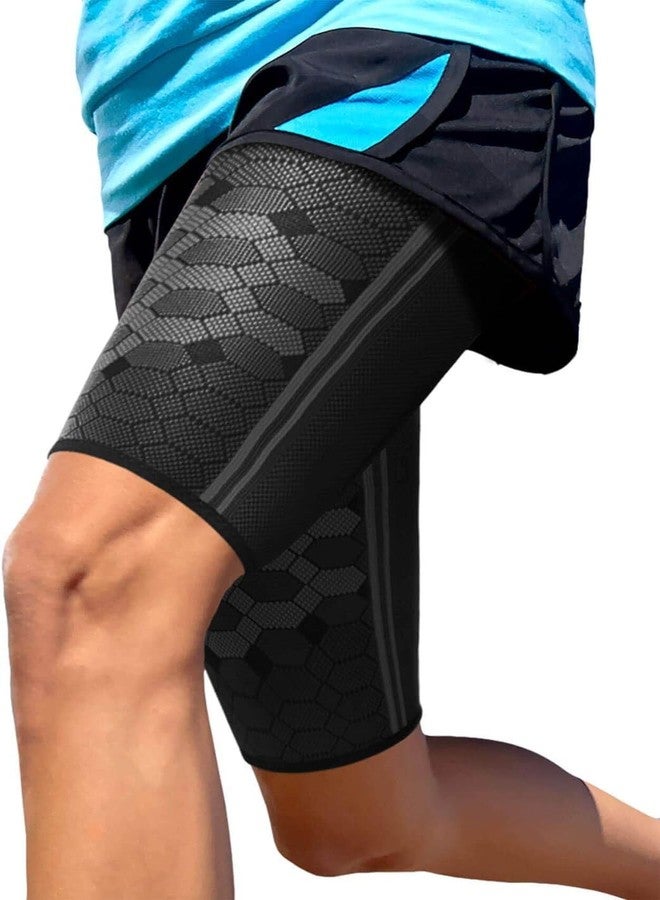 keycraze Thight Support for Men - Kabddi Knee Support Thigh Support for Pro Players | Flexible Thigh Cap Brace for Pain Releif | Thigh Support for Men and Women Gym Exercise (Black, M) - Image 1