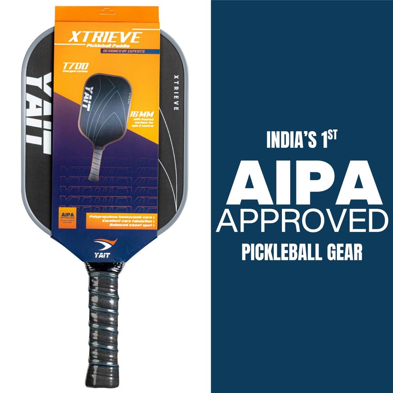 YAIT Sports Xtrieve Pickle Ball Racket Set of 2 | 16mm T700 Charged Carbon Fiber Frosted Surface | Highly Dense 8mm PP Honeycomb Core |Pro-Level Spin & Control |AIPA Approved Paddle of USAPA Standards - Image 2