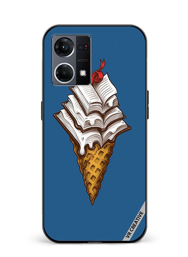VR CREATIVE Protective Case Cover For Oppo Reno8 4G Book Icecream Design Multicolour - Image 1