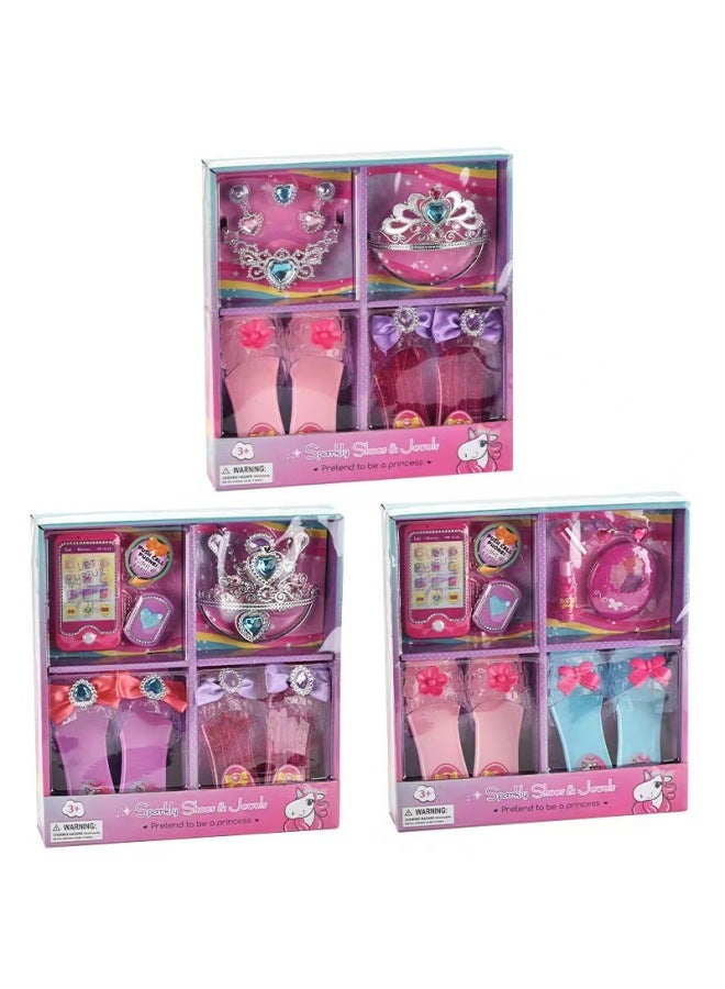 Explosions Dress-up Wearable Princess Shoes Crystal High Heels Necklace Crown Mobile Phone Children's Accessories Toys-Color:84901  - Image 2
