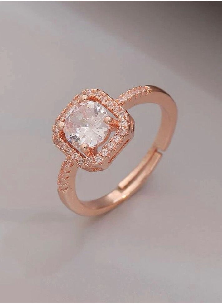 sixtyfour Rose Gold Cubic Zircon Ring For Women One Size  - Image 2