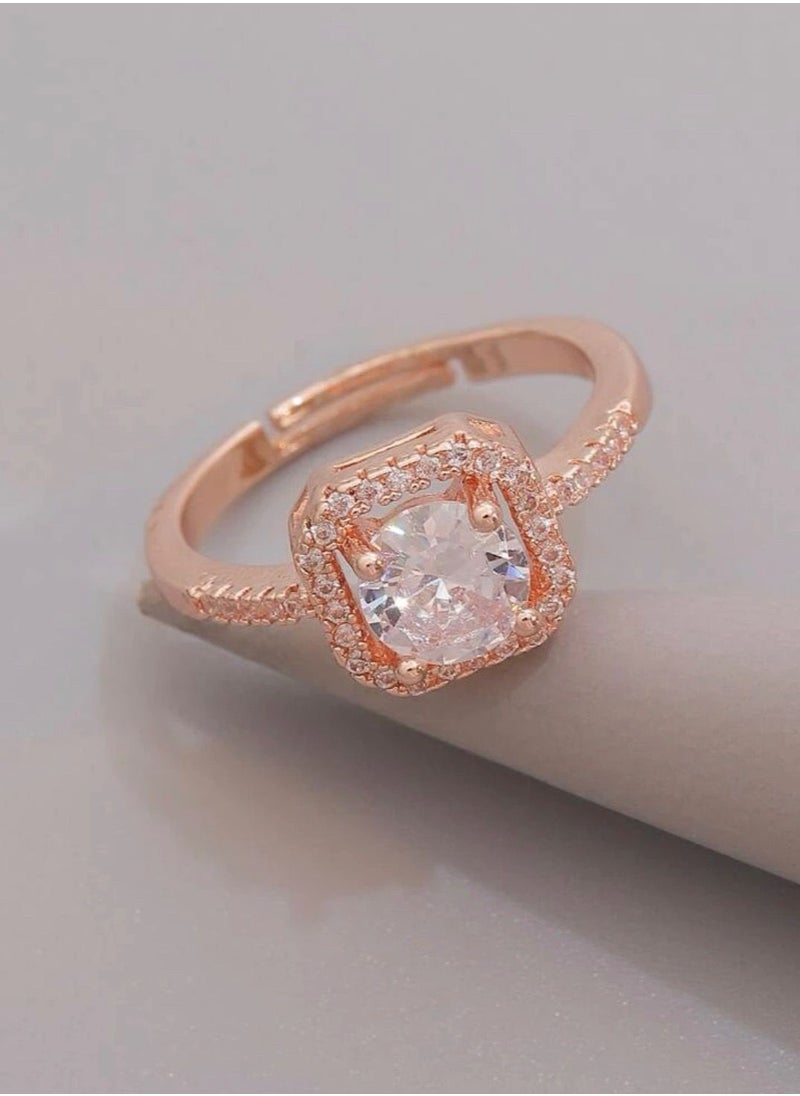 sixtyfour Rose Gold Cubic Zircon Ring For Women One Size  - Image 3