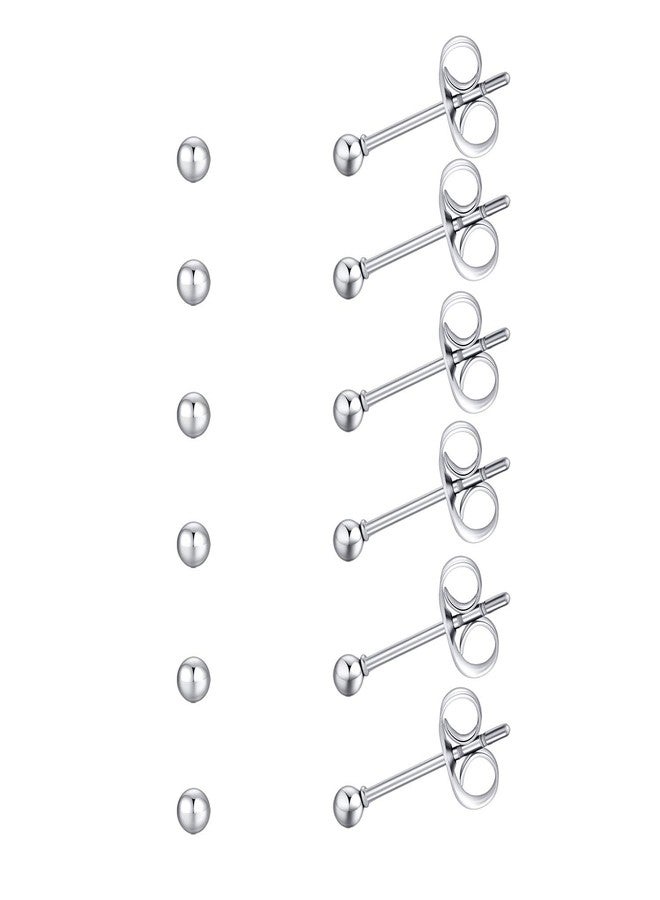 FOSIR 6 Pair Tiny Women Ball Stud Earrings Surgical Stainless Steel Earrings Set (2mm, Stainless Steel) - Image 3