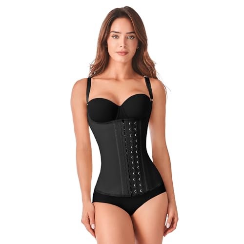 Ann Chery Corset Waist Trainer for Womens Weight Loss Colombian Waist Cincher With Straps 3 Hook Semi Vest Body Shaper Black - Image 1