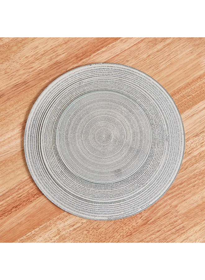 Home Box Destan 3-Piece Textured Round Glass Decorative Tray Set 25 x 25 cm