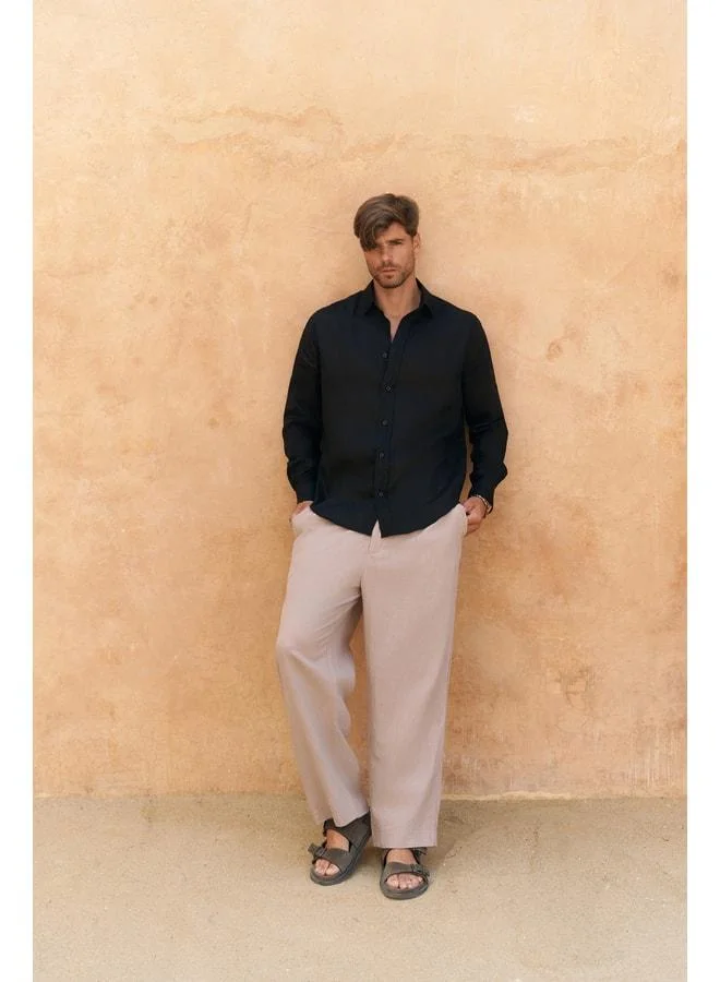 Bohemai  Agnola Oversize Men's Black Linen Shirt. for Men | Best Price UAE