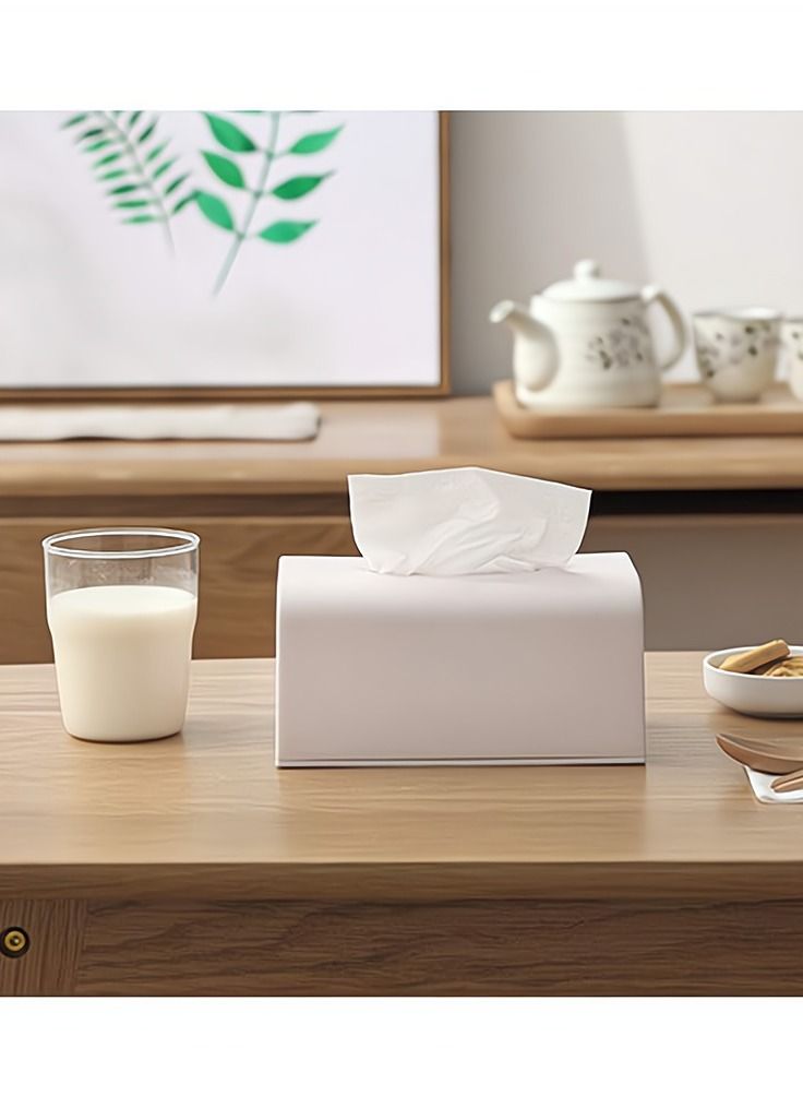 SYOSI Plastic Tissue Box SYOSI Tissue Dispenser Box Napkin Tissue Holder for Home Kitchen Desk Organizer Large Size White - Image 5