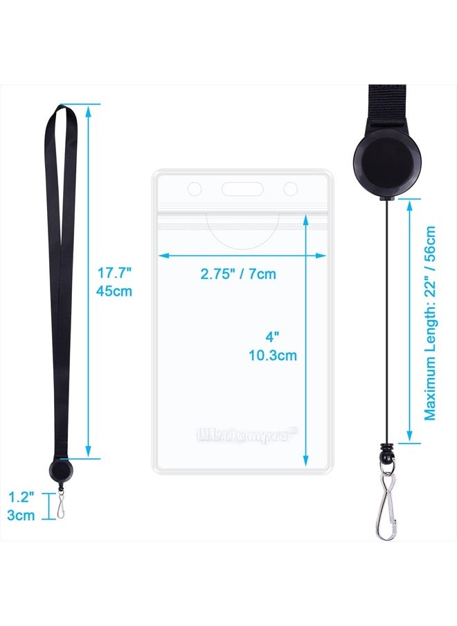 Wisdompro - Cruise Lanyard with ID Holder, 2 Pack Neck Lanyard with Retractable Badge Reel & Vertical Double Sided Clear ID Badge Card Holder - Black, Blue - Image 1