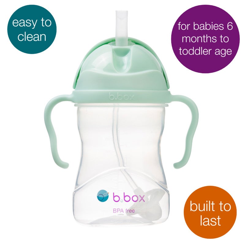 B.Box Leakproof Sippy Cup with Weighted Straw | 240ml (8.1 fl oz) | BPA Free | Easy Grip Handles | For Babies & Toddlers – Pistachio - Image 2