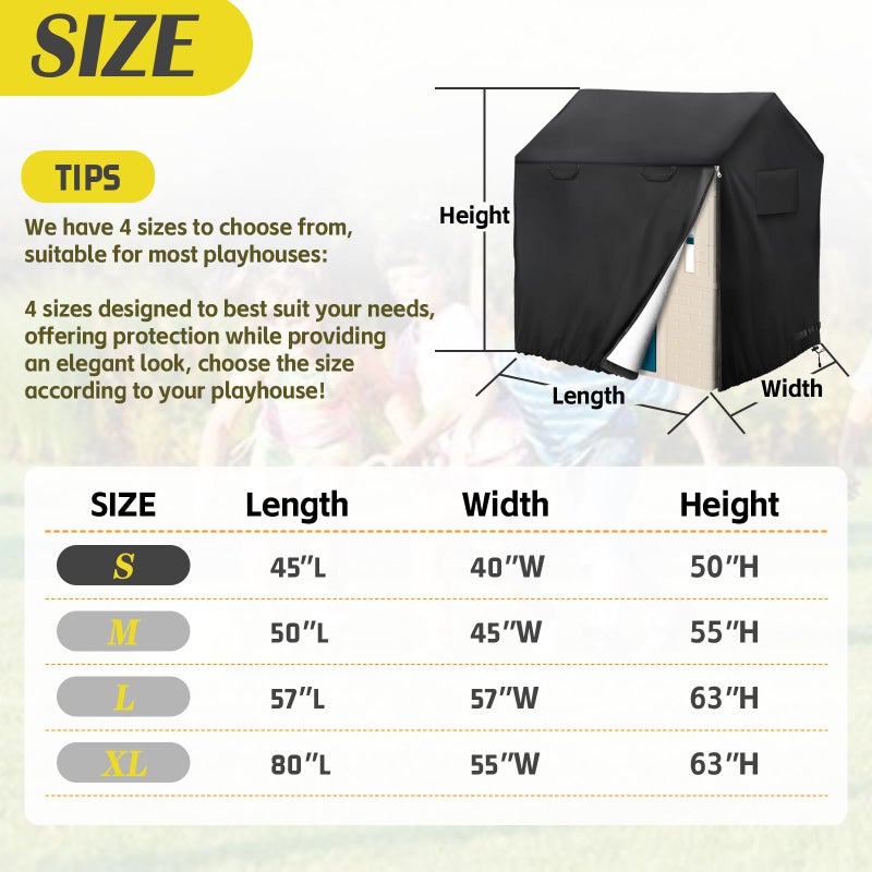 Iceberg Elf Outdoor Playhouse Cover Plastic Playhouse Special Waterproof Covers 45 Lx 40 W x 50 H 640D  Heavy Duty Oxford Fabric  Double Stitched Seam AllWeather Protector Black - Image 3