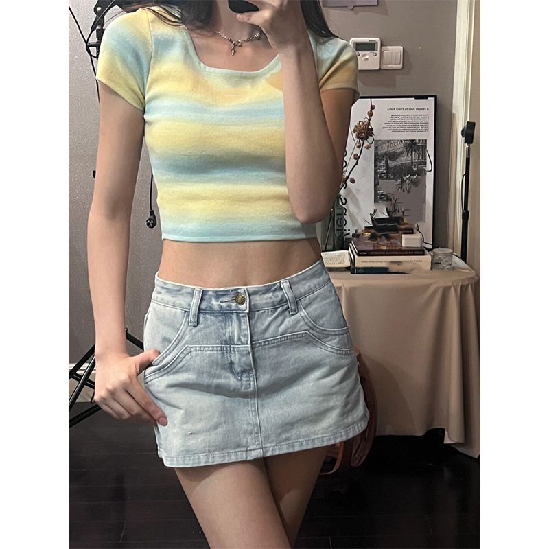 Denim Skirt Skirt Women'S 2024 Shorts High Waist Spice Girl Culottes Small A- Line Hip Skirt - Image 1