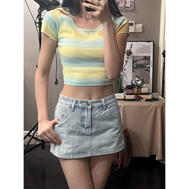 Denim Skirt Skirt Women'S 2024 Shorts High Waist Spice Girl Culottes Small A- Line Hip Skirt - Image 2