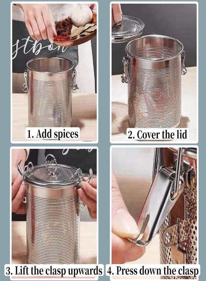 LYCNAGOGUE Seasoning Strainer, Stainless Steel Spice Filter, Cooking Spice Filter, Mesh Design Tea Ball Strainer Soup Seasonings Seperation Basket Filter with Chain Hook for Home Restaurant (10x11cm-(0.86L)) - Image 4