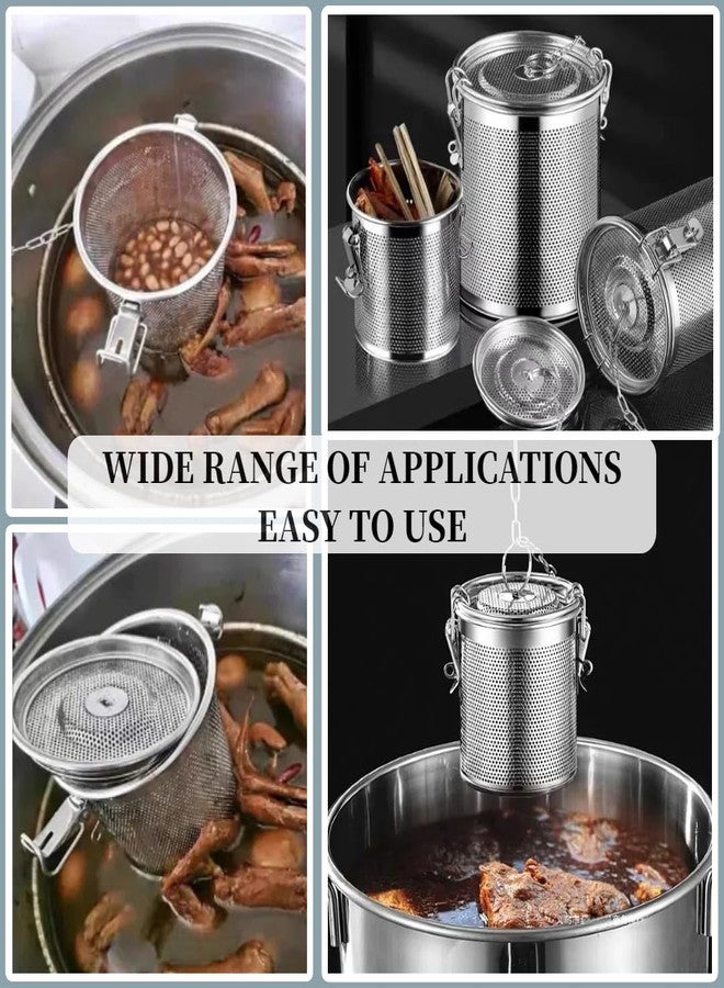 LYCNAGOGUE Seasoning Strainer, Stainless Steel Spice Filter, Cooking Spice Filter, Mesh Design Tea Ball Strainer Soup Seasonings Seperation Basket Filter with Chain Hook for Home Restaurant (10x11cm-(0.86L)) - Image 5
